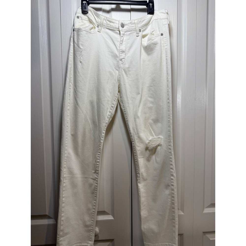 Levi's Signature Mid-Rise Slim Cuffed White‎ Distressed Jeans Women's 14/16